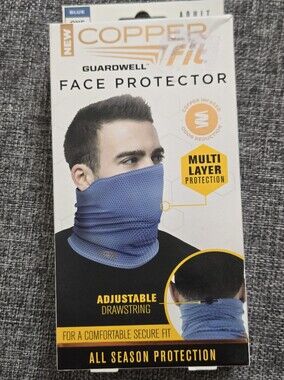 Copper Fit Guardwell Face Protector Neck Gaiter Blue NEW One Size Fits Most